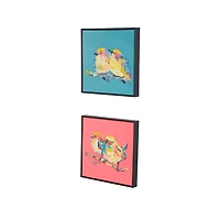 Pink & Blue Birds Framed Canvas Prints, Set of 2