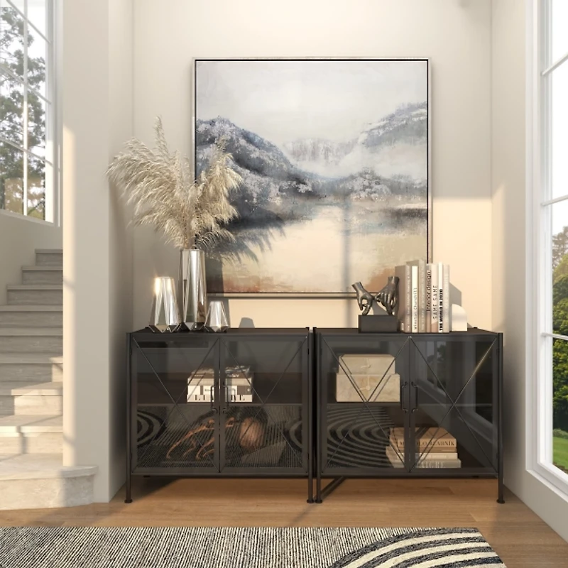 Misty Mountain Range Framed Canvas Art Print