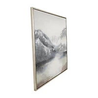 Misty Mountain Range Framed Canvas Art Print