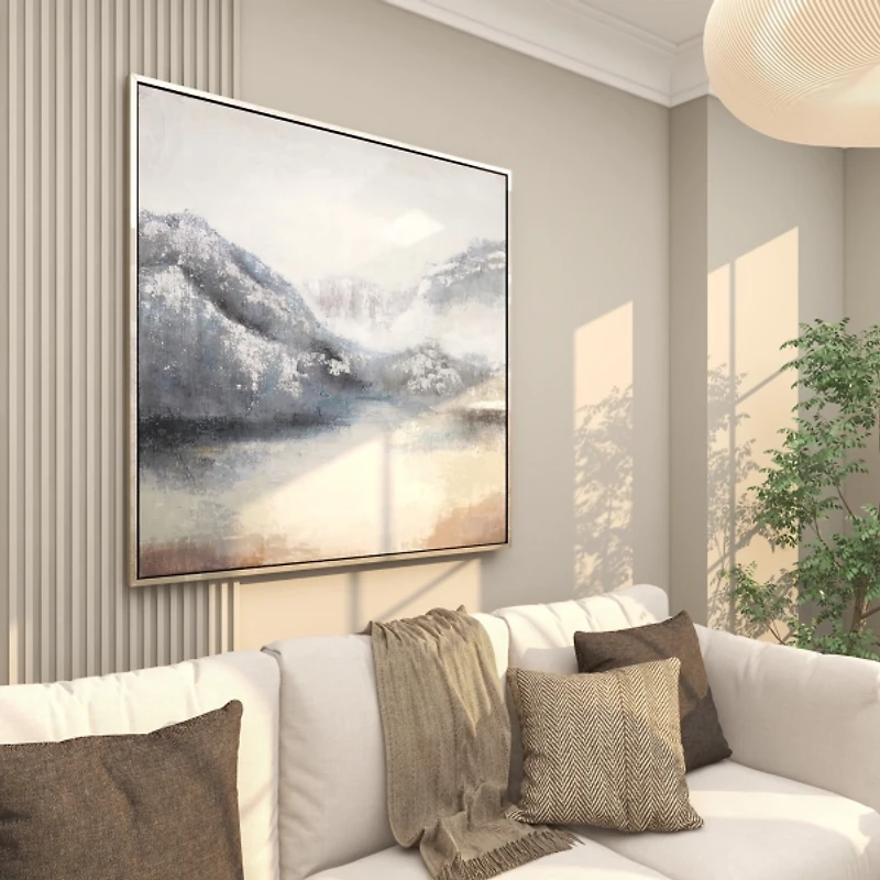 Misty Mountain Range Framed Canvas Art Print