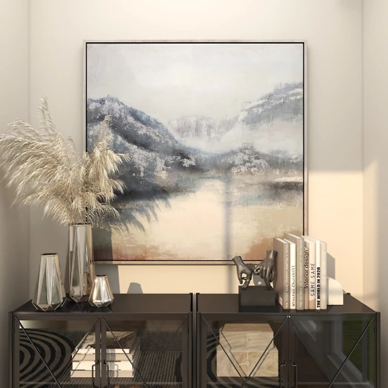 Misty Mountain Range Framed Canvas Art Print