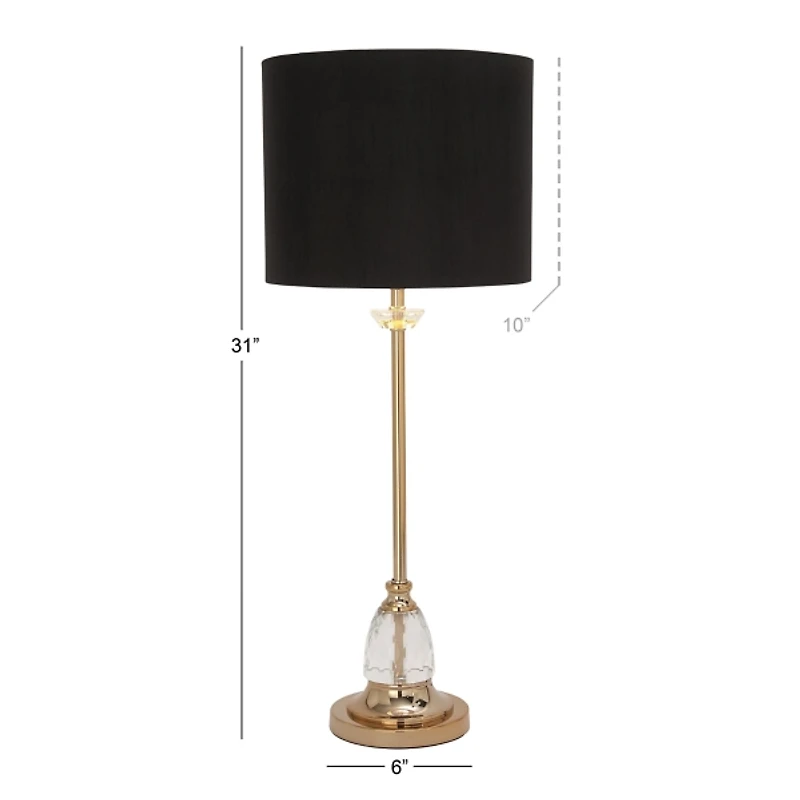 Gold Metal Buffet Lamp with Crystal Accents