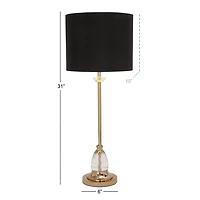 Gold Metal Buffet Lamp with Crystal Accents