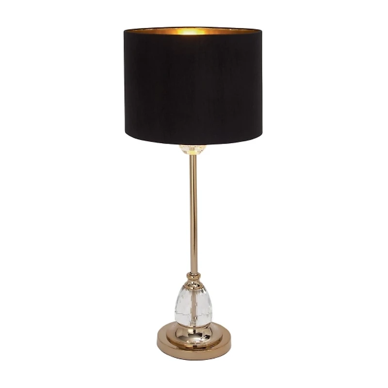 Gold Metal Buffet Lamp with Crystal Accents