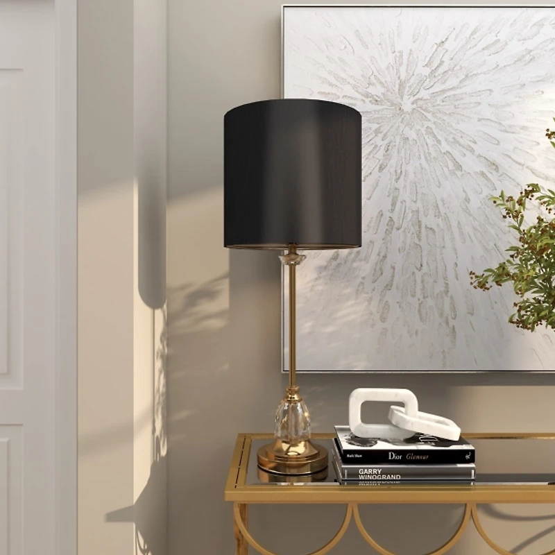 Gold Metal Buffet Lamp with Crystal Accents