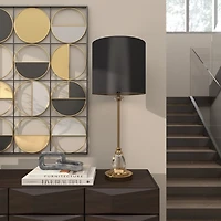 Gold Metal Buffet Lamp with Crystal Accents