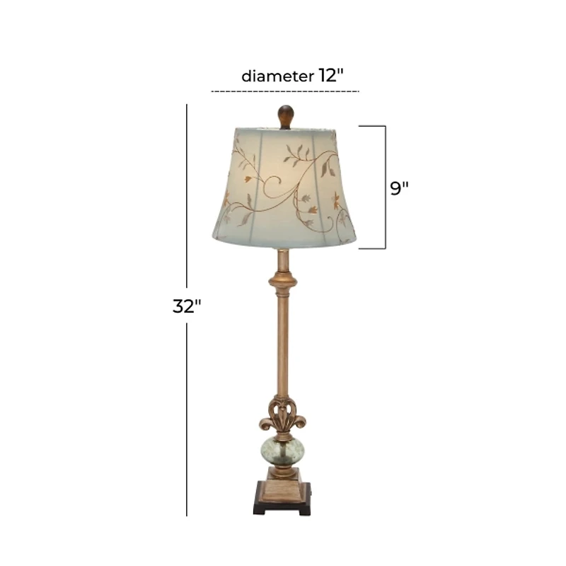 Tuscan Floral Brass Buffet Lamp