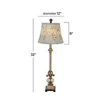 Tuscan Floral Brass Buffet Lamp
