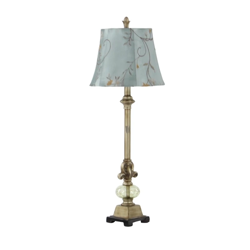 Tuscan Floral Brass Buffet Lamp