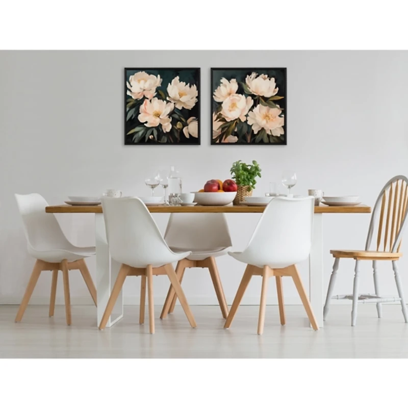 Painterly Bouquets Framed Canvas Prints, Set of 2