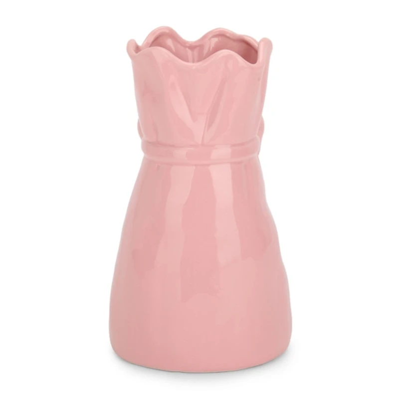 Light Pink Ceramic Bow Vase, 10.5 in.