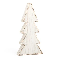 White Wood Beaded Edge Christmas Tree