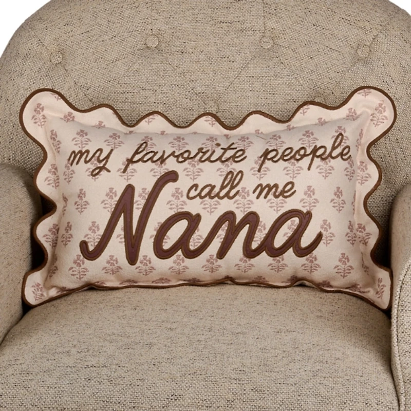 Taupe Floral Nana Lumbar Pillow