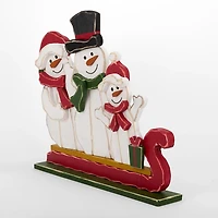Snowman Sledding Family Porch Statue