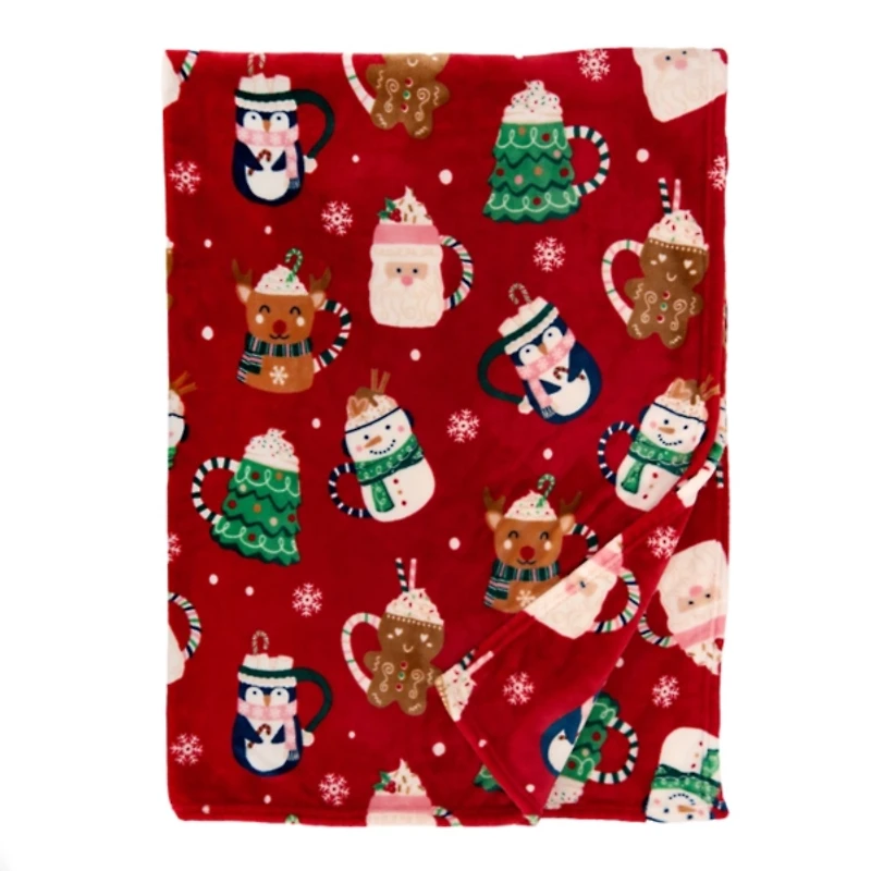Christmas Mugs Plush Throw