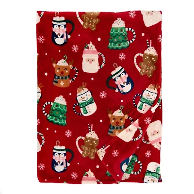 Christmas Mugs Plush Throw