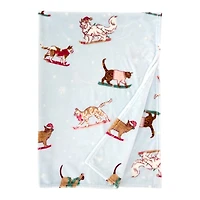 Cats on Sleighs Plush Throw