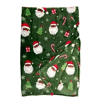 Green Jolly Santa Claus Plush Throw