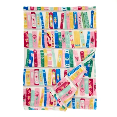 Colorful Bookshelf Plush Throw