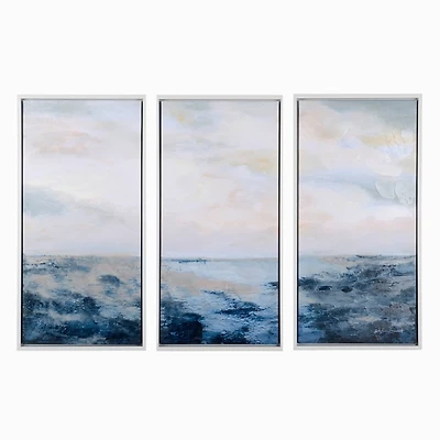 Ocean Abstract Framed Canvas Art Prints, Set of 3