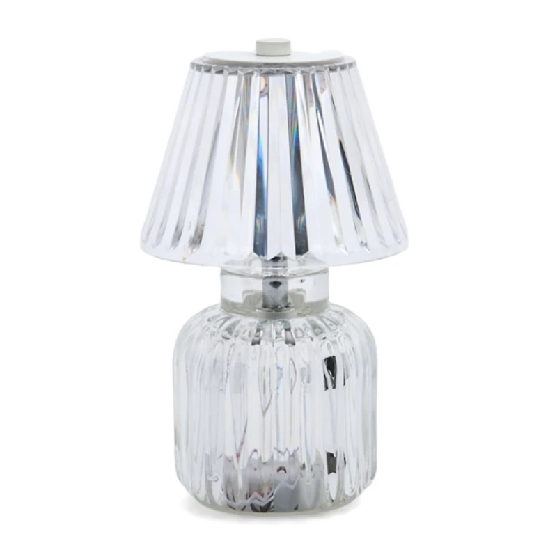 Clear Ribbed Glass LED Table Lamp
