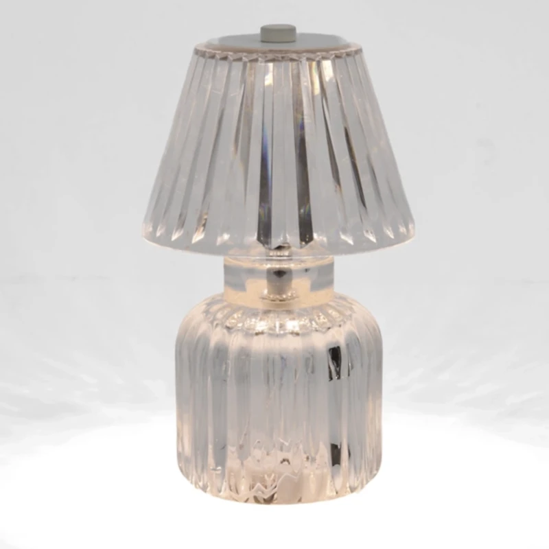 Clear Ribbed Glass LED Table Lamp
