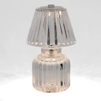 Clear Ribbed Glass LED Table Lamp