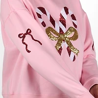 Candy Cane Bow Sleeves Sweatshirt