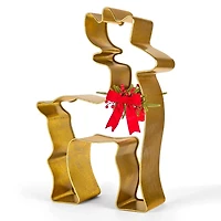 Gold Deer with Bow Outdoor Statue, 30 in.