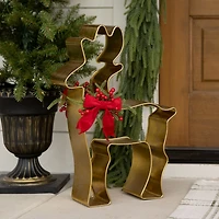Gold Deer with Bow Outdoor Statue, 30 in.