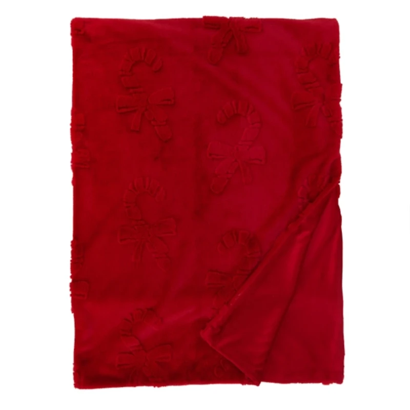 Red Merry Candy Canes Throw