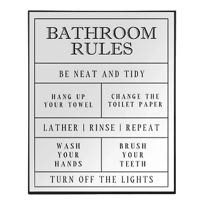 Bathroom Rules Mirrored Wall Plaque