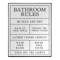 Bathroom Rules Mirrored Wall Plaque