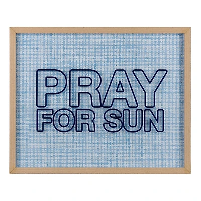 Blue Pray for Sun Framed Wall Plaque