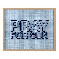 Blue Pray for Sun Framed Wall Plaque