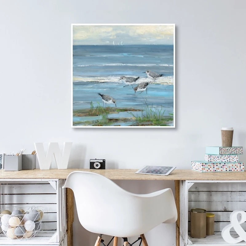 Dunlin Beach Framed Canvas Art Print