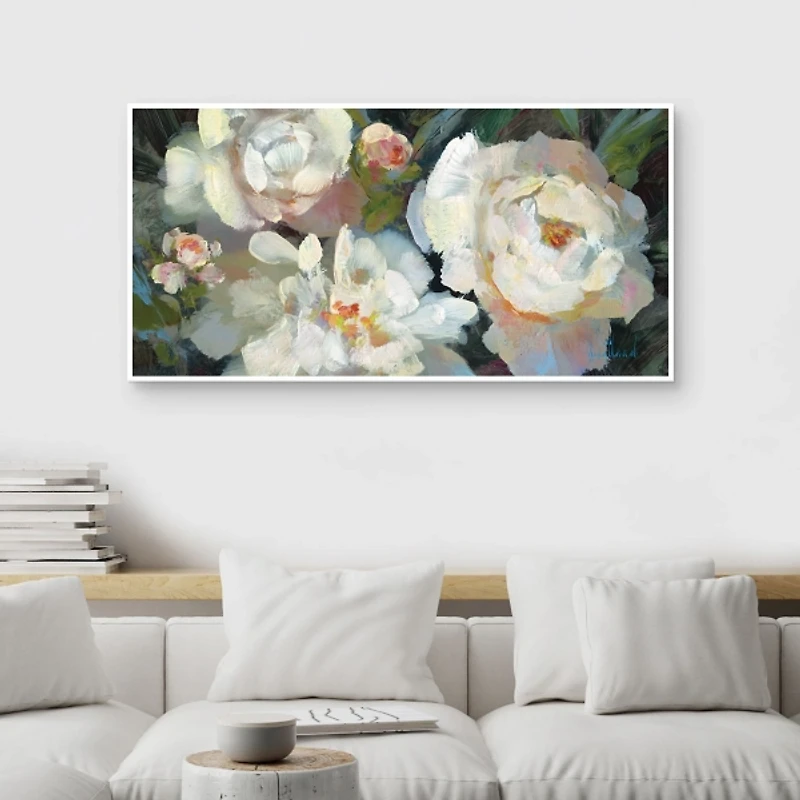 Garden Peonies Framed Canvas Art Print