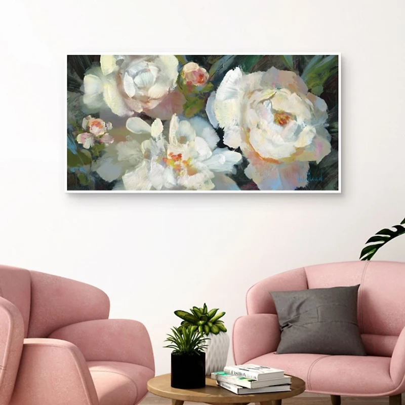 Garden Peonies Framed Canvas Art Print