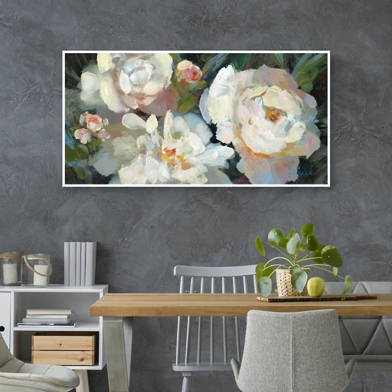 Garden Peonies Framed Canvas Art Print