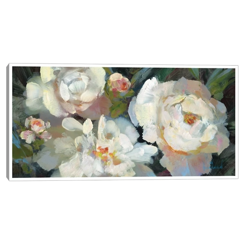Garden Peonies Framed Canvas Art Print