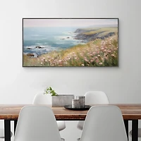 Wildflower Ocean View Framed Canvas Art Print