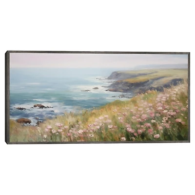 Wildflower Ocean View Framed Canvas Art Print