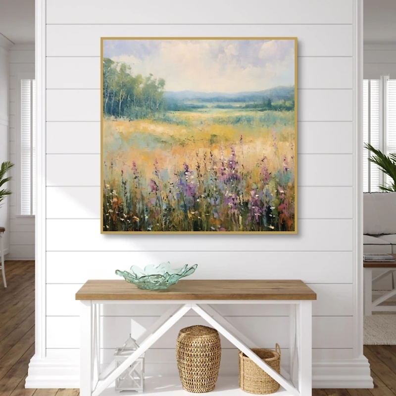 Gold and Purple Field Framed Canvas Art Print