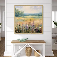 Gold and Purple Field Framed Canvas Art Print