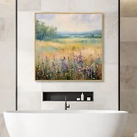 Gold and Purple Field Framed Canvas Art Print