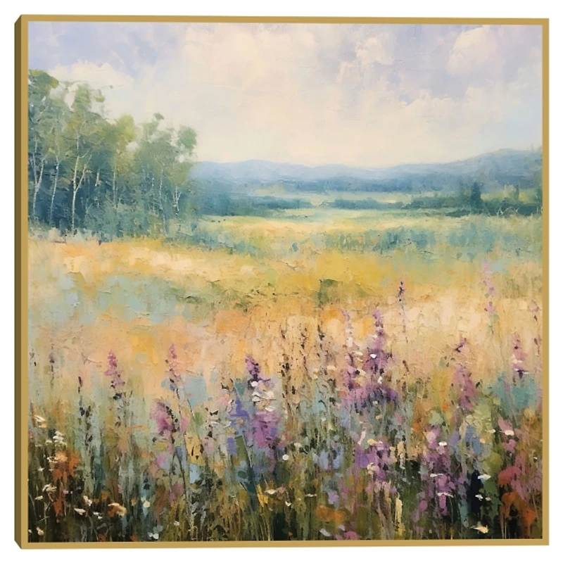 Gold and Purple Field Framed Canvas Art Print