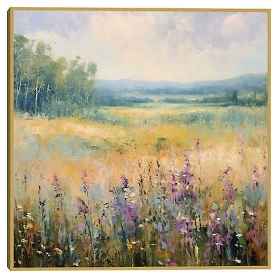 Gold and Purple Field Framed Canvas Art Print