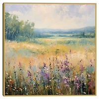 Gold and Purple Field Framed Canvas Art Print