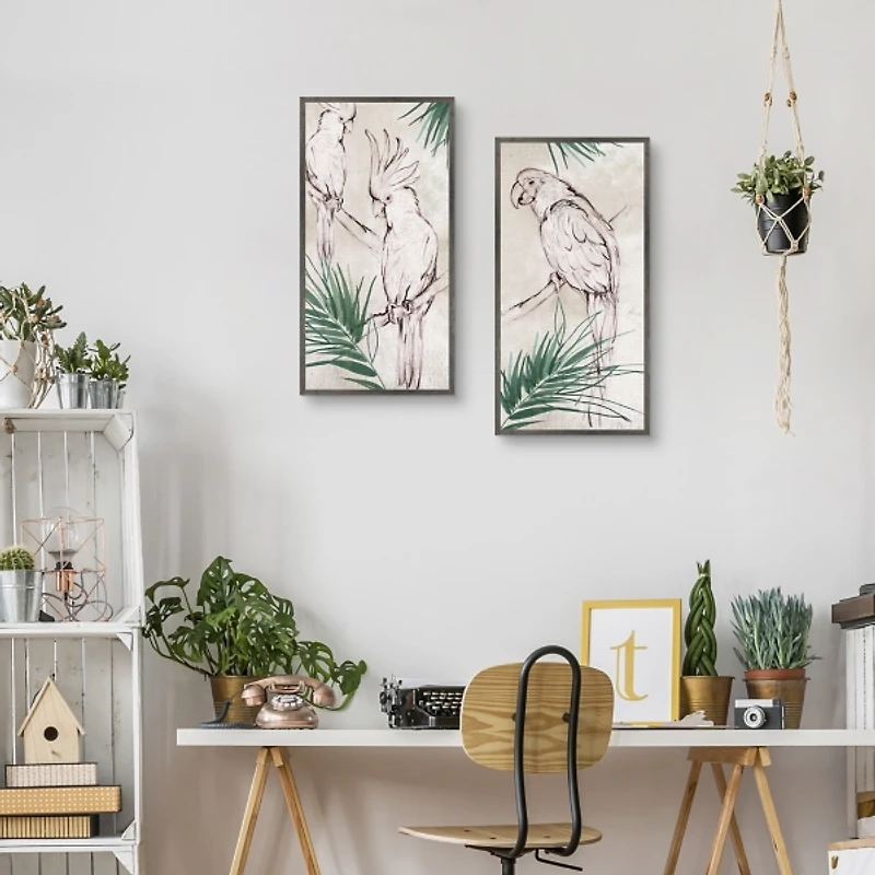 Bird Study Framed Canvas Art Prints, Set of 2