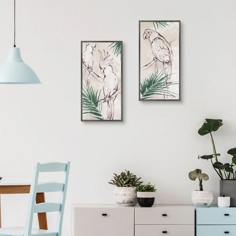 Bird Study Framed Canvas Art Prints, Set of 2